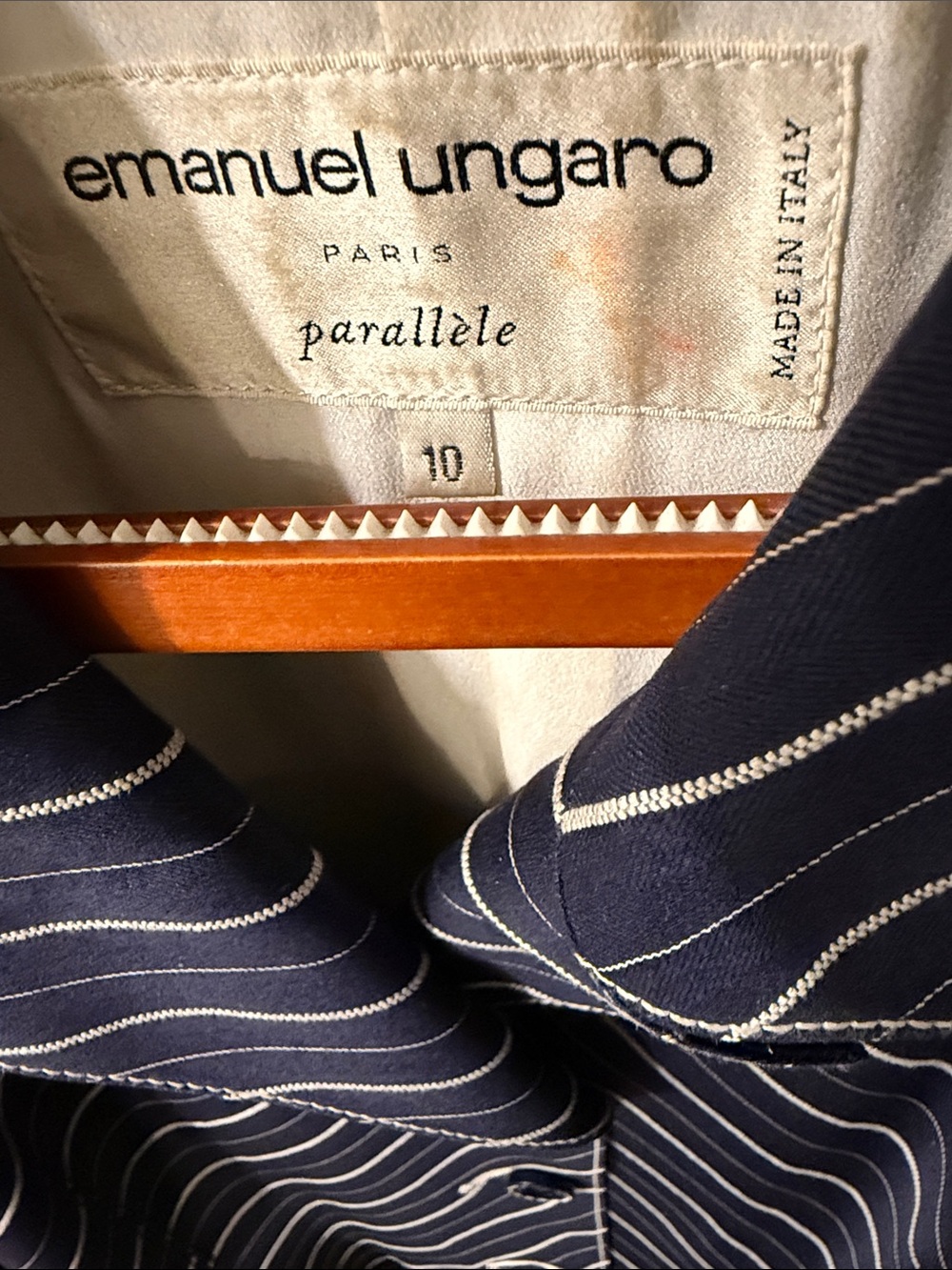 Emanuel Ungaro Navy Pinstripe Suit Jacket